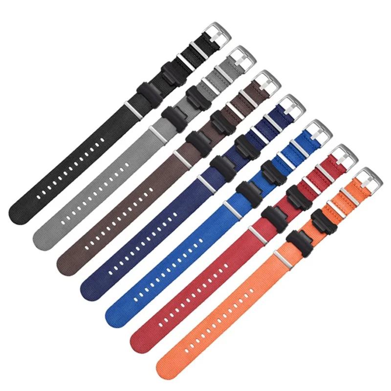 3 Watch Band Loop Watch Strap Replacement Nylon Canvas Watch Band for Casio GA-110/G-8900/DW-5600 - Green+Red