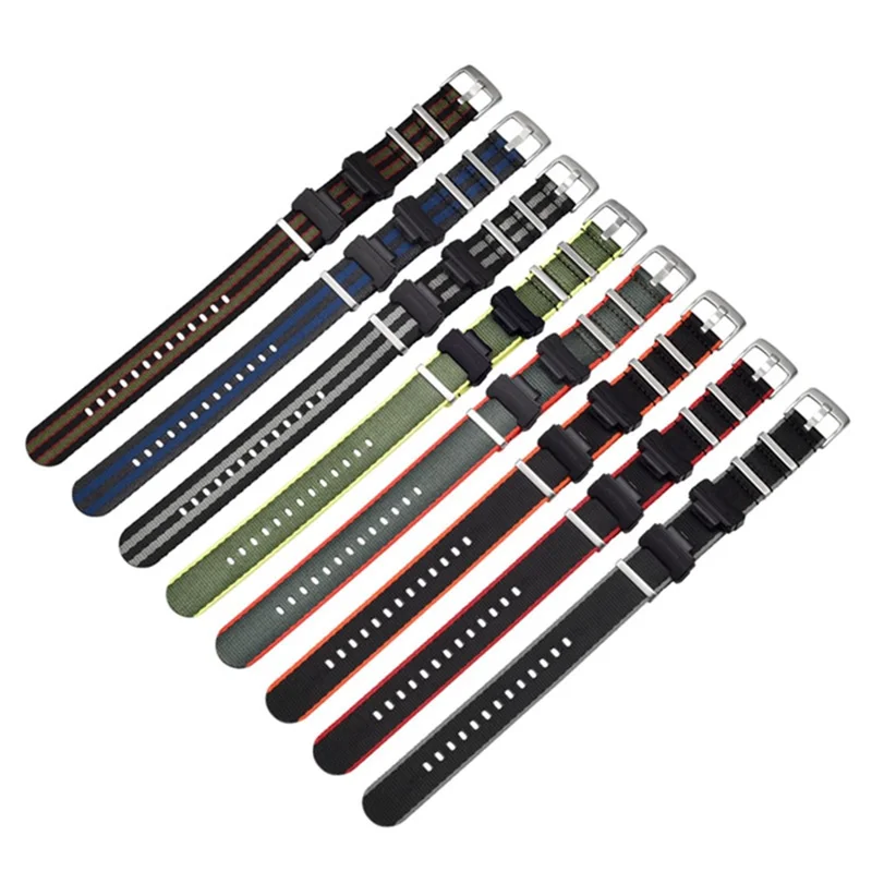 3 Guarda Il Cinturino Per Cinturino In Cinghia Di Ricambio Per Cinturino In Nylon In Nylon Per Casio GA-110 / G-8900 / DW-5600 - Black + Blue Stripe