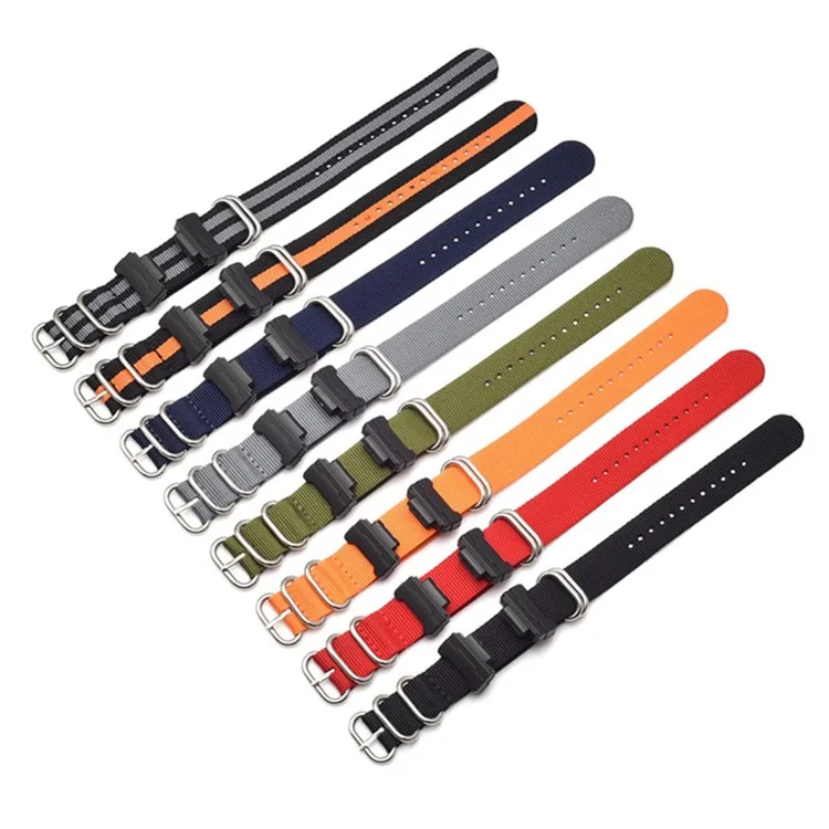 Nylon Canvas Watch Strap Replacement Watch Band with 5 Thicken Watch Band Loop for Casio GA-110/G-8900/DW-5600 - Red