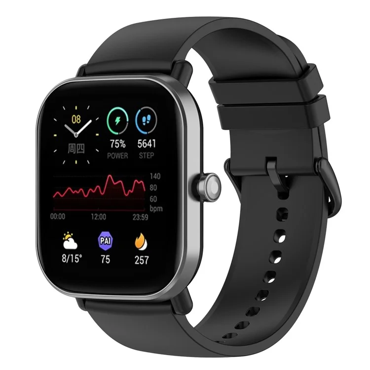 22mm Silicone Watch Strap Soft Wristband with Buckle for Samsung Galaxy Watch3 45mm/Active/Huawei Watch 3 - Black