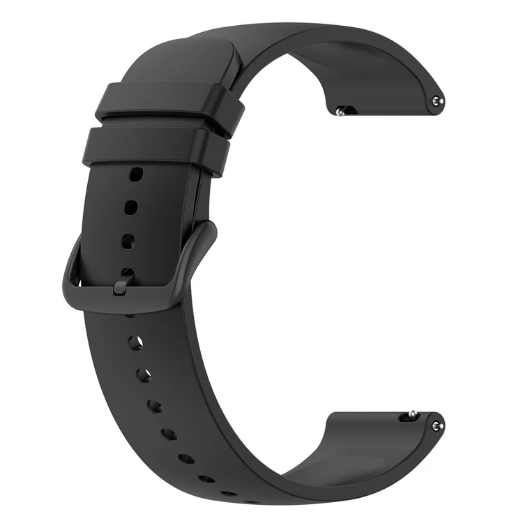 22mm Silicone Watch Strap Soft Wristband with Buckle for Samsung Galaxy Watch3 45mm/Active/Huawei Watch 3 - Black