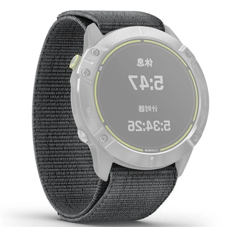 Cinturino in nylon morbido da 22 mm con chiusura a strappo per Garmin Fenix 6X Pro/Fenix 5 Plus - Grigio