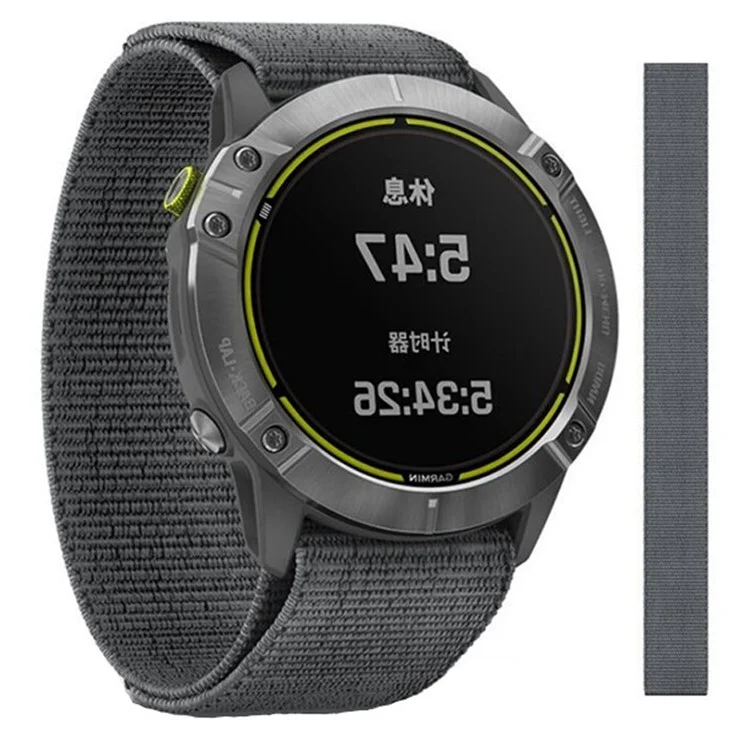 Cinturino in nylon morbido da 22 mm con chiusura a strappo per Garmin Fenix 6X Pro/Fenix 5 Plus - Grigio