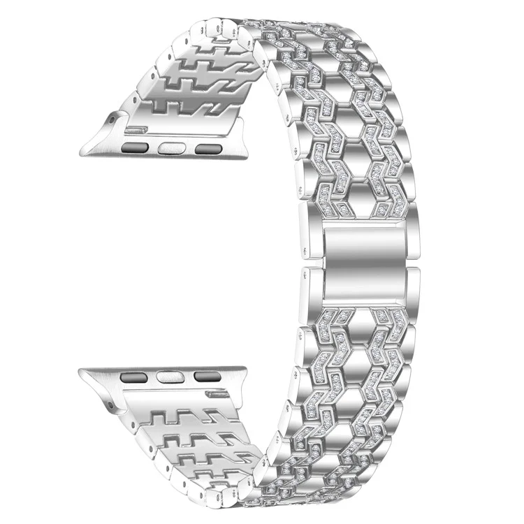Bling Rhinestone Decor Metal Watch Strap Replacement for Apple Watch Series 10 46mm / Ultra 2 Ultra 49mm / 9 8 7 45mm / SE (2023) SE (2022) SE 6 5 4 44mm / 3 2 1 42mm - Silver