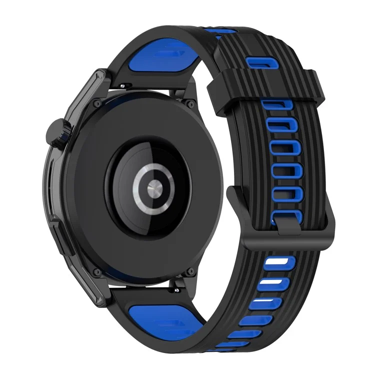 22mm Silicone Watch Strap for Huawei Watch GT Runner/GT 3 46mm Soft Wristband with Buckle - Black/Blue