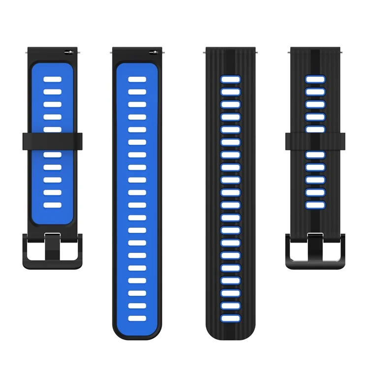 22mm Silicone Watch Strap for Huawei Watch GT Runner/GT 3 46mm Soft Wristband with Buckle - Black/Blue