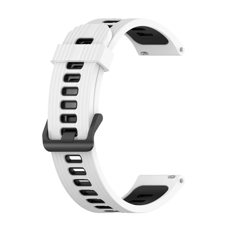 22mm Silicone Watch Strap for Huawei Watch GT Runner/GT 3 46mm Soft Wristband with Buckle - White/Black