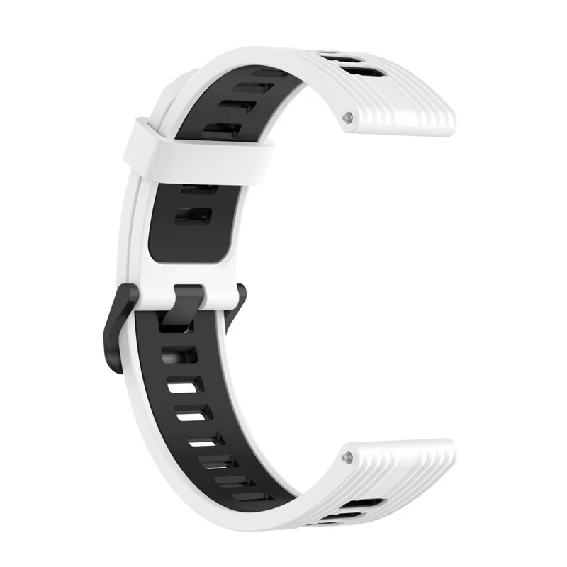 22mm Silicone Watch Strap for Huawei Watch GT Runner/GT 3 46mm Soft Wristband with Buckle - White/Black