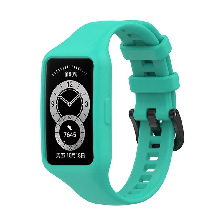 Reemplazo de pulsera inteligente de una sola pieza, funda y correa de silicona para Honor Band 6/Huawei Band 6/Huawei Band 6 pro - Cian