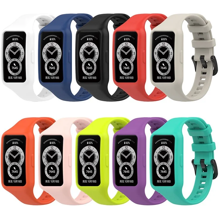 Reemplazo de pulsera inteligente de una sola pieza, funda y correa de silicona para Honor Band 6/Huawei Band 6/Huawei Band 6 pro - Cian