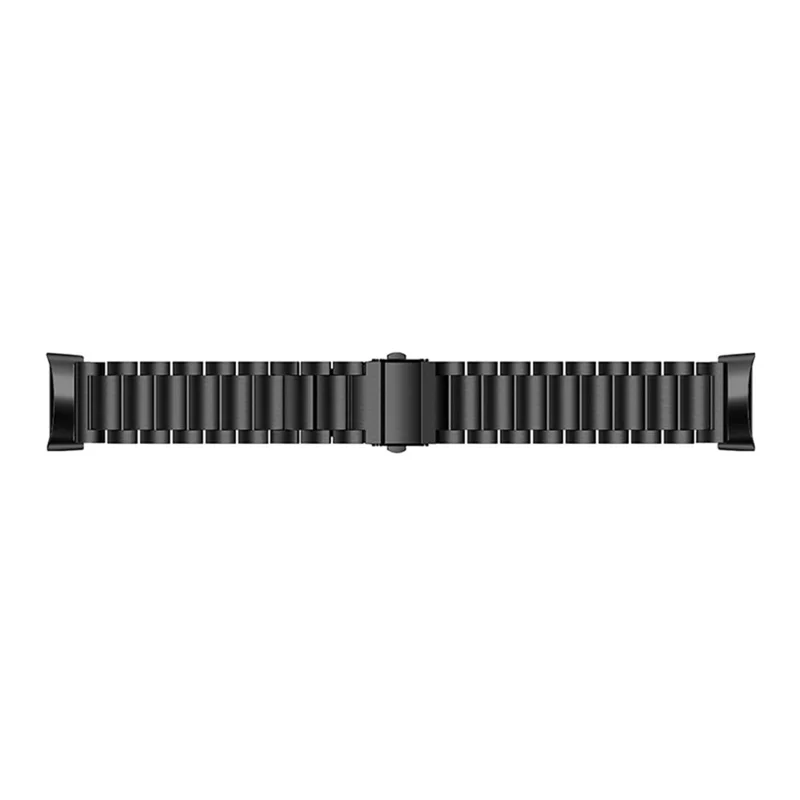 3 Beads Stainless Steel Double Button Folding Clasp Replacement Wrist Strap Watch Band for Fitbit Charge 6 / 5 - Black