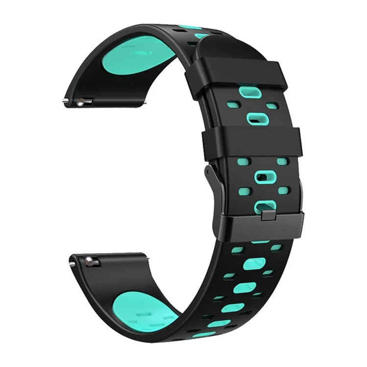 22 Mm 3 Hileras De Hilos Bi-color Silicone Soft Watch Band Para Samsung Galaxy Watch3 45mm / Galaxy Watch 46mm / Gear S3 Frontier / Gear S3 Classic - Negro / Teal