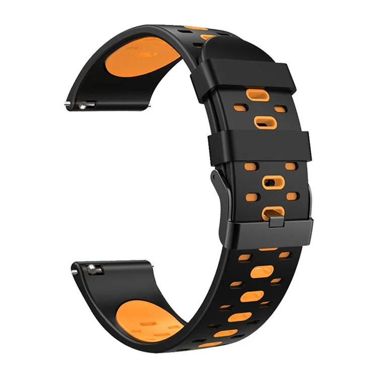 22 mm 3-Reihen-Loch Bi-Color Silikonweiche Uhrenarmband für Samsung Galaxy Watch3 45 mm/Galaxy Watch 46 mm/Gear S3 Frontier/Gear S3 Classic - Schwarz/Orange