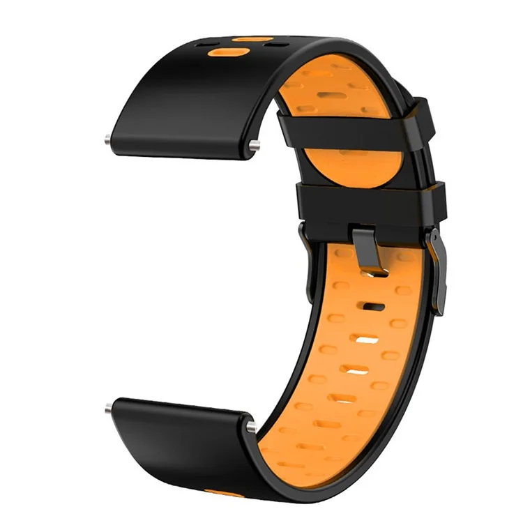 22 mm 3-Reihen-Loch Bi-Color Silikonweiche Uhrenarmband für Samsung Galaxy Watch3 45 mm/Galaxy Watch 46 mm/Gear S3 Frontier/Gear S3 Classic - Schwarz/Orange