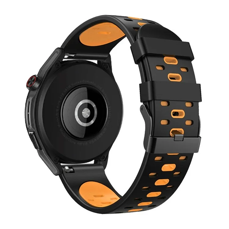 22 mm 3-Reihen-Loch Bi-Color Silikonweiche Uhrenarmband für Samsung Galaxy Watch3 45 mm/Galaxy Watch 46 mm/Gear S3 Frontier/Gear S3 Classic - Schwarz/Orange