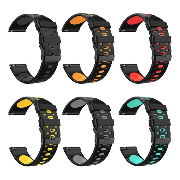 22 mm 3-Reihen-Loch Bi-Color Silikonweiche Uhrenarmband für Samsung Galaxy Watch3 45 mm/Galaxy Watch 46 mm/Gear S3 Frontier/Gear S3 Classic - Schwarz/Orange