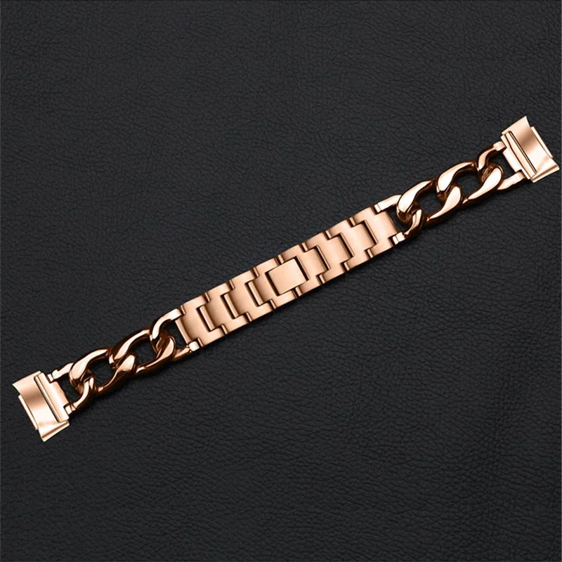 Replacement Watch Band Single Row Chain Watch Strap for Fitbit Charge 6 / 5 - Rose Gold