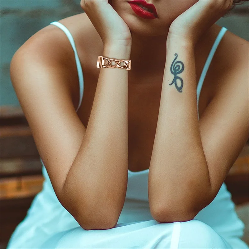 Replacement Watch Band Single Row Chain Watch Strap for Fitbit Charge 6 / 5 - Rose Gold