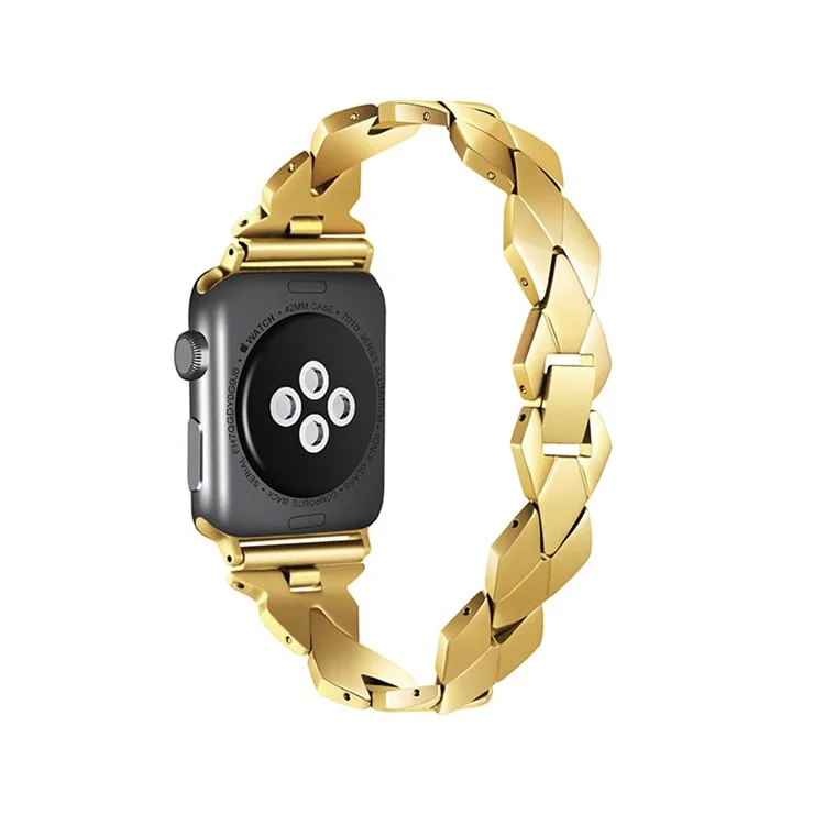 Premium Stainless Steel Rhombus Watch Band Wrist Strap for Apple Watch Series 10 42mm / 9 8 7 41mm / 6 5 4 SE SE (2022) SE (2023) 40mm / 3 2 1 38mm - Gold