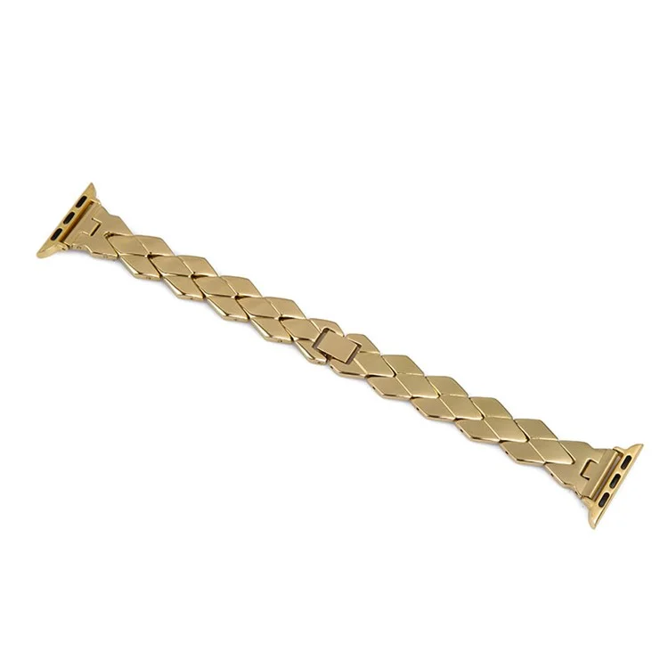 Premium Stainless Steel Rhombus Watch Band Wrist Strap for Apple Watch Series 10 42mm / 9 8 7 41mm / 6 5 4 SE SE (2022) SE (2023) 40mm / 3 2 1 38mm - Gold