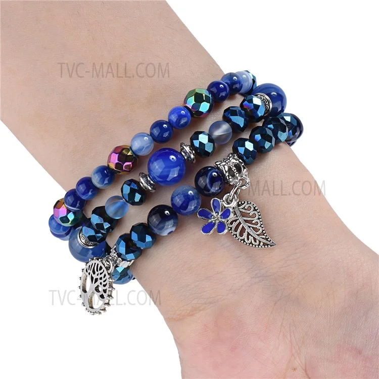 Blue Crystal Beaded Bracelet Watch Strap with Pendant for Apple Watch Series 10 42mm / 9 8 7 41mm / 6 5 4 SE SE (2022) SE (2023) 40mm / 3 2 1 38mm