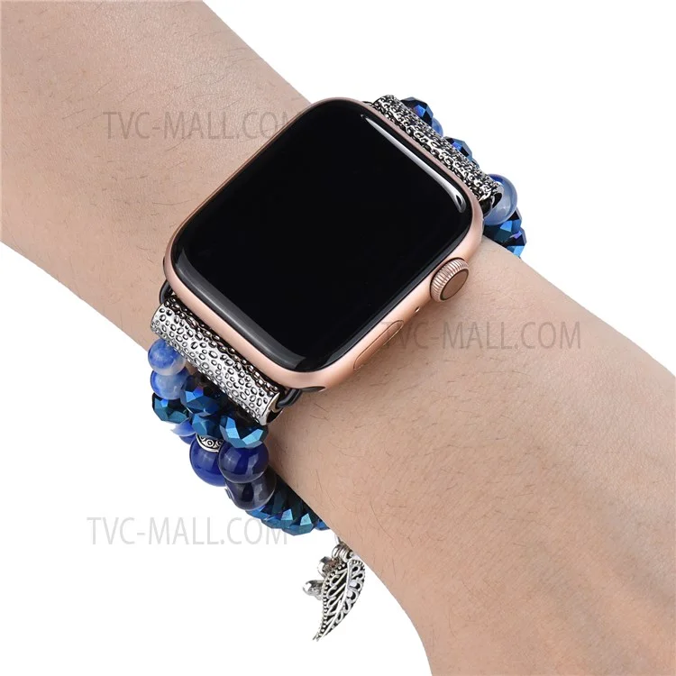 Blue Crystal Beaded Bracelet Watch Strap with Pendant for Apple Watch Series 10 42mm / 9 8 7 41mm / 6 5 4 SE SE (2022) SE (2023) 40mm / 3 2 1 38mm