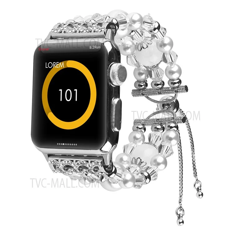 Stylish Agate Pearl Watch Strap Replacement Band for Apple Watch Series 10 42mm / 9 8 7 41mm / 6 5 4 SE SE (2022) SE (2023) 40mm / 3 2 1 38mm - Agate / White