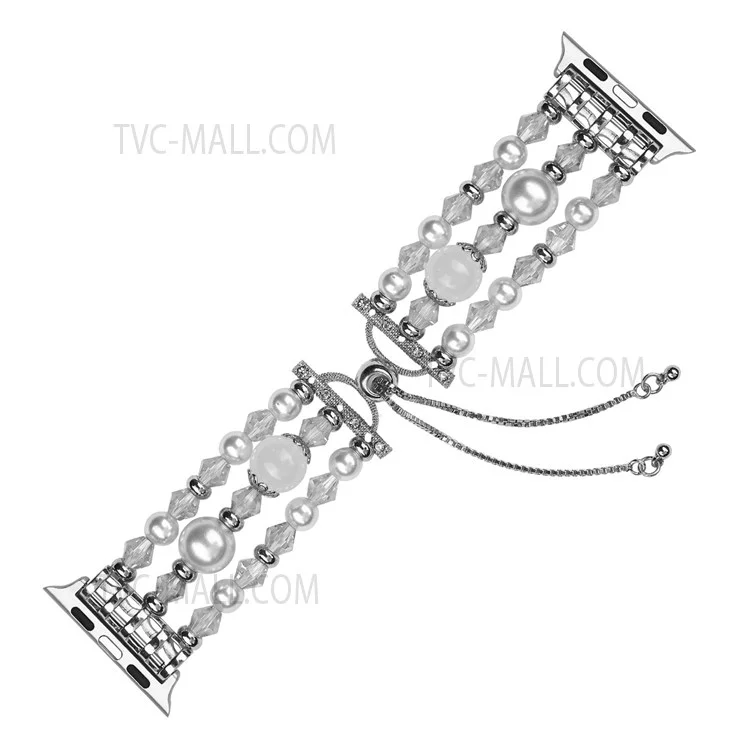 Stylish Agate Pearl Watch Strap Replacement Band for Apple Watch Series 10 42mm / 9 8 7 41mm / 6 5 4 SE SE (2022) SE (2023) 40mm / 3 2 1 38mm - Agate / White