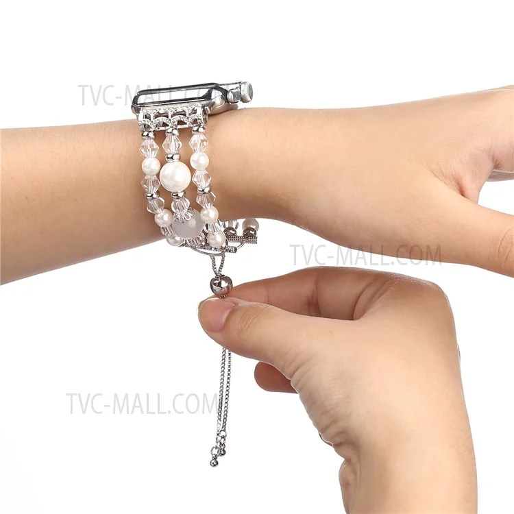 Stylish Agate Pearl Watch Strap Replacement Band for Apple Watch Series 10 42mm / 9 8 7 41mm / 6 5 4 SE SE (2022) SE (2023) 40mm / 3 2 1 38mm - Agate / White
