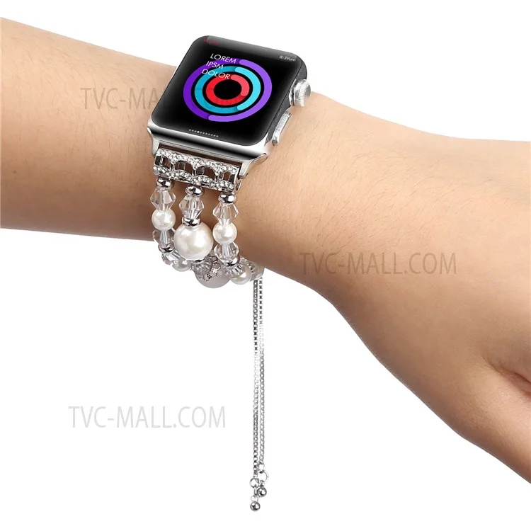 Stylish Agate Pearl Watch Strap Replacement Band for Apple Watch Series 10 42mm / 9 8 7 41mm / 6 5 4 SE SE (2022) SE (2023) 40mm / 3 2 1 38mm - Agate / White
