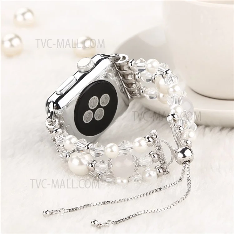 Stylish Agate Pearl Watch Strap Replacement Band for Apple Watch Series 10 42mm / 9 8 7 41mm / 6 5 4 SE SE (2022) SE (2023) 40mm / 3 2 1 38mm - Agate / White