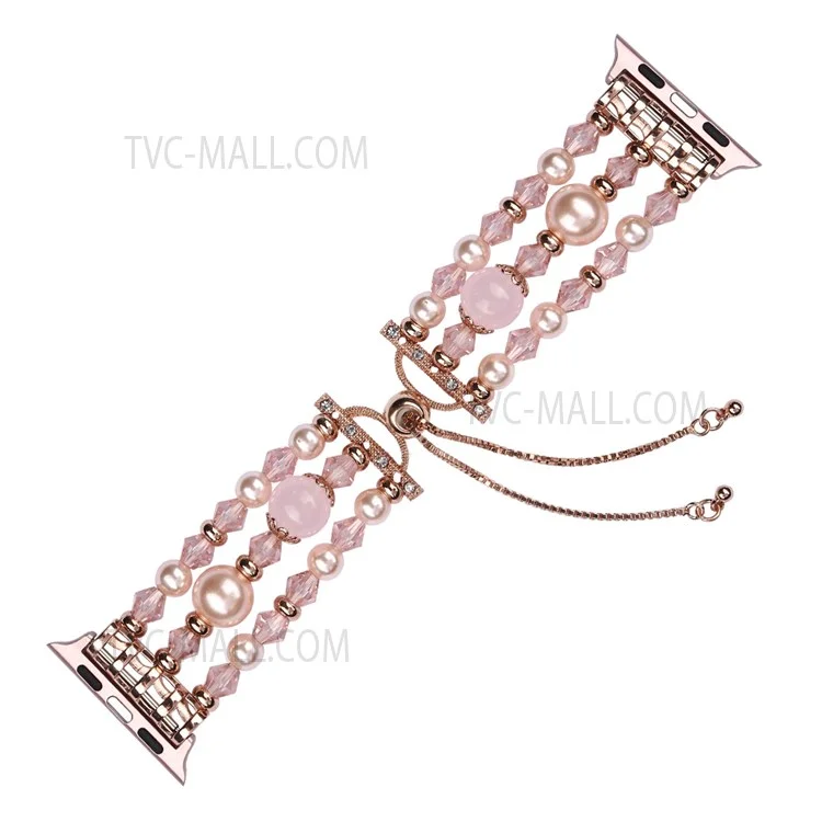 Fashionable Agate Pearl Smart Bracelet Smart Watch Strap for Apple Watch Series 10 46mm / Ultra 2 Ultra 49mm / 9 8 7 45mm / SE (2023) SE (2022) SE 6 5 4 44mm / 3 2 1 42mm - Agate / Pink
