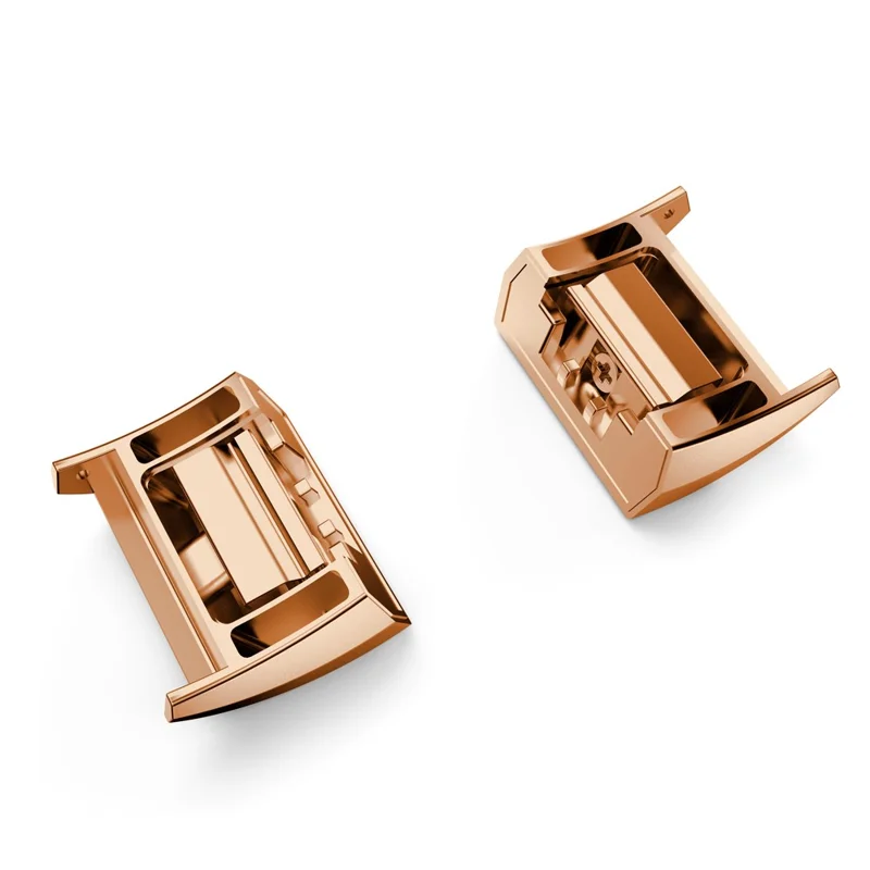 1 Pair 18mm Wrist Strap Connector Wristband Stainless Steel Adapter Replacement for Fitbit Charge 2 - Rose Gold