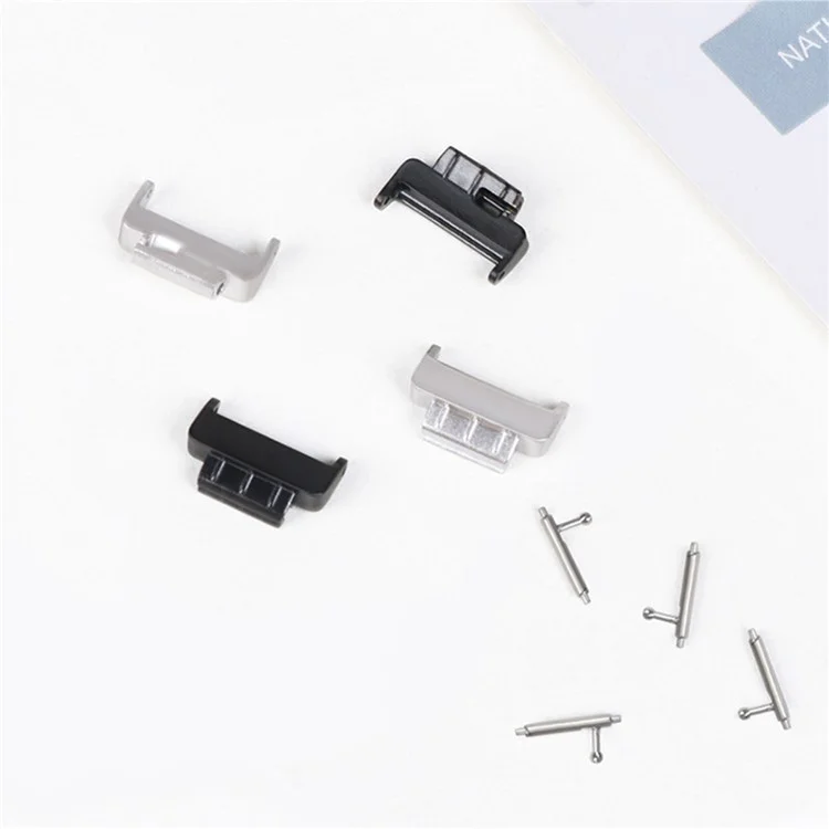 1 Pair 14mm Stainless Steel Watch Strap Band Connector Adapter for Fitbit Inspire/Fitbit Inspire HR - Black