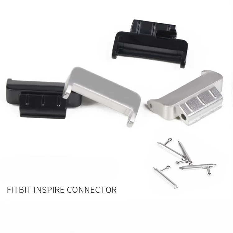 1 Paire Adaptateur de Connecteur de Bande de Sangle de Montre en Acier Inoxydable de 14 mm Pour Fitbit Inspire / Fitbit Inspire HR - le Noir