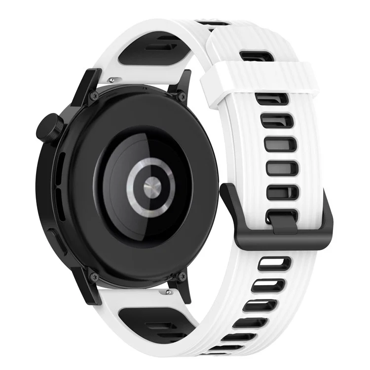 20 mm Streifen Design Bi-Farben Silikon Soft Watch Band Verstellbares Armband für Huawei Watch GT3 42mm/Samsung Galaxy Watch4 40mm/44mm - Weiß/Schwarz
