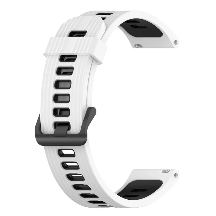 20 mm Streifen Design Bi-Farben Silikon Soft Watch Band Verstellbares Armband für Huawei Watch GT3 42mm/Samsung Galaxy Watch4 40mm/44mm - Weiß/Schwarz