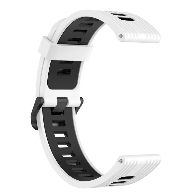 20 mm Streifen Design Bi-Farben Silikon Soft Watch Band Verstellbares Armband für Huawei Watch GT3 42mm/Samsung Galaxy Watch4 40mm/44mm - Weiß/Schwarz