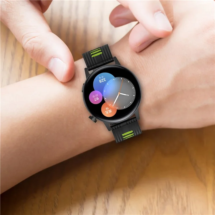20 mm Streifen Design Bi-Farben Silikon Soft Watch Band Verstellbares Armband für Huawei Watch GT3 42mm/Samsung Galaxy Watch4 40mm/44mm - Weiß/Schwarz
