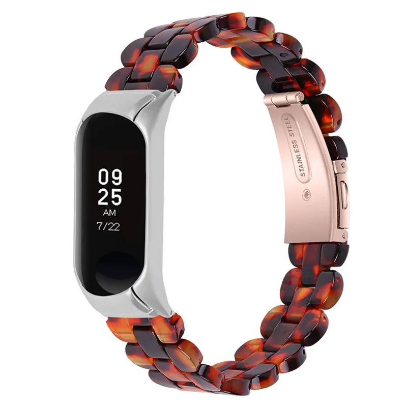 Oval Resin Smart Watch Wrist Band Replacement Strap for Xiaomi Mi Band 3/Band 4 - Tortoiseshell Color