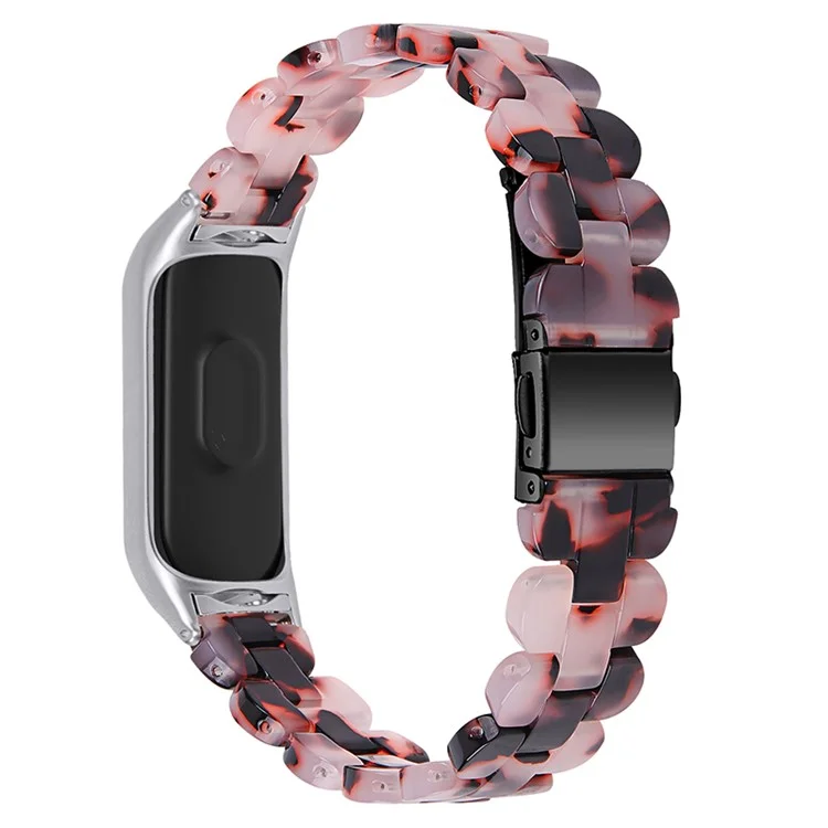 Oval Resin Smart Watch Wrist Band Replacement Strap for Xiaomi Mi Band 3/Band 4 - Brown/Light Pink