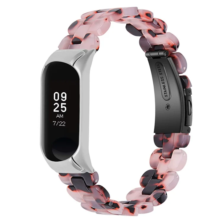 Oval Resin Smart Watch Wrist Band Replacement Strap for Xiaomi Mi Band 3/Band 4 - Brown/Light Pink