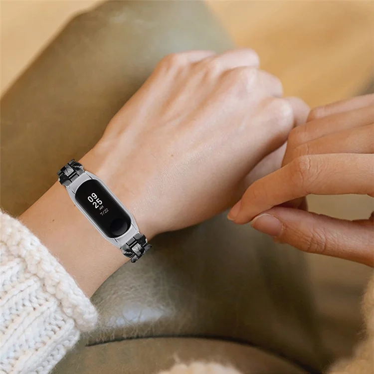 Oval Resin Smart Watch Wrist Band Replacement Strap for Xiaomi Mi Band 3/Band 4 - Brown/Light Pink