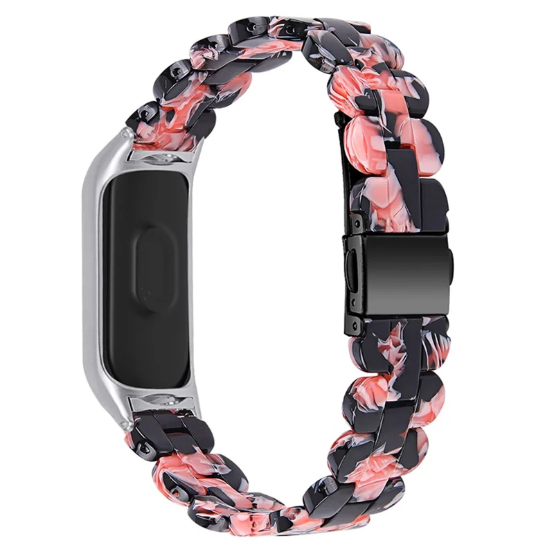 Oval Resin Smart Watch Wrist Band Replacement Strap for Xiaomi Mi Band 3/Band 4 - Black/Pink