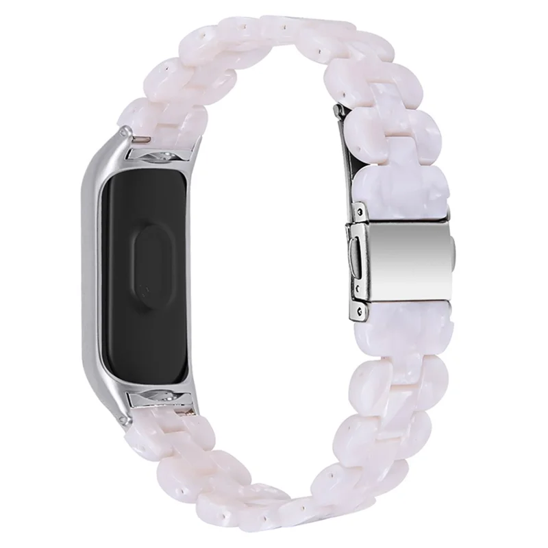 Banda de reemplazo de correa de reloj inteligente de resina ovalada para Xiaomi Mi Band 3/Band 4 - Blanco perla