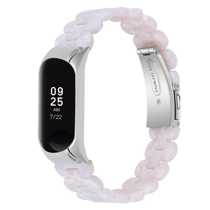 Banda de reemplazo de correa de reloj inteligente de resina ovalada para Xiaomi Mi Band 3/Band 4 - Blanco perla
