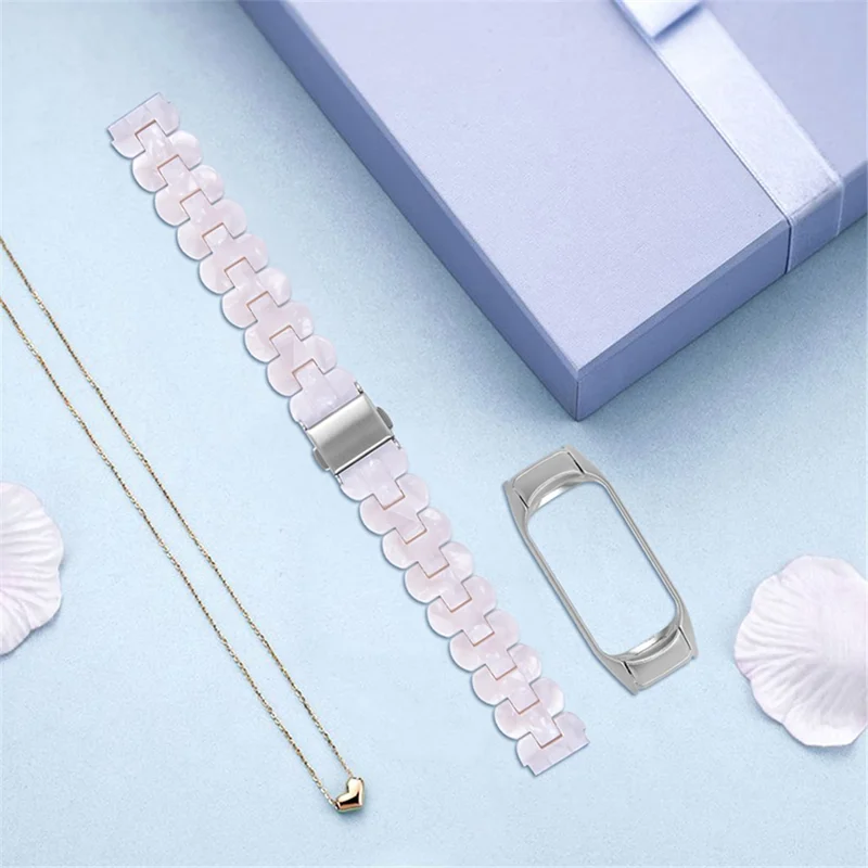 Banda de reemplazo de correa de reloj inteligente de resina ovalada para Xiaomi Mi Band 3/Band 4 - Blanco perla