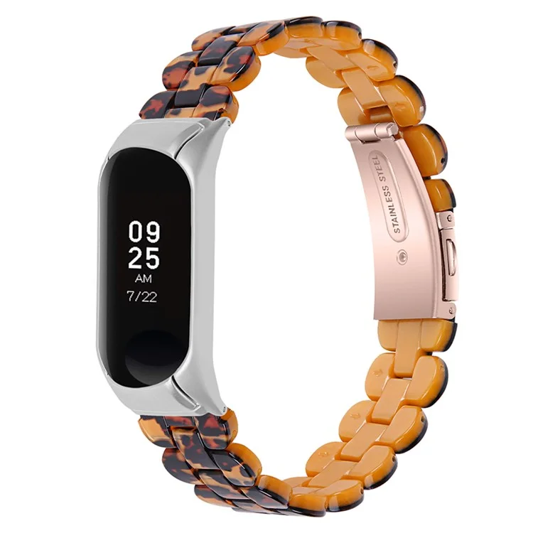 Stylish Oval Resin Watchband Replacement Wrist Strap with Folding Buckle for Xiaomi Mi Band 5/Band 6 - Leopard Print