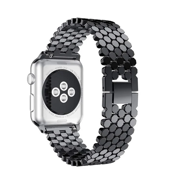 Pulseira de Reposição de Smartwatch de Design de Escamas de Peixe em Metal para Apple Watch Series 10 42mm / 9 8 7 41mm / 6 5 4 SE SE (2022) SE (2023) 40mm / 3 2 1 38mm - Preto
