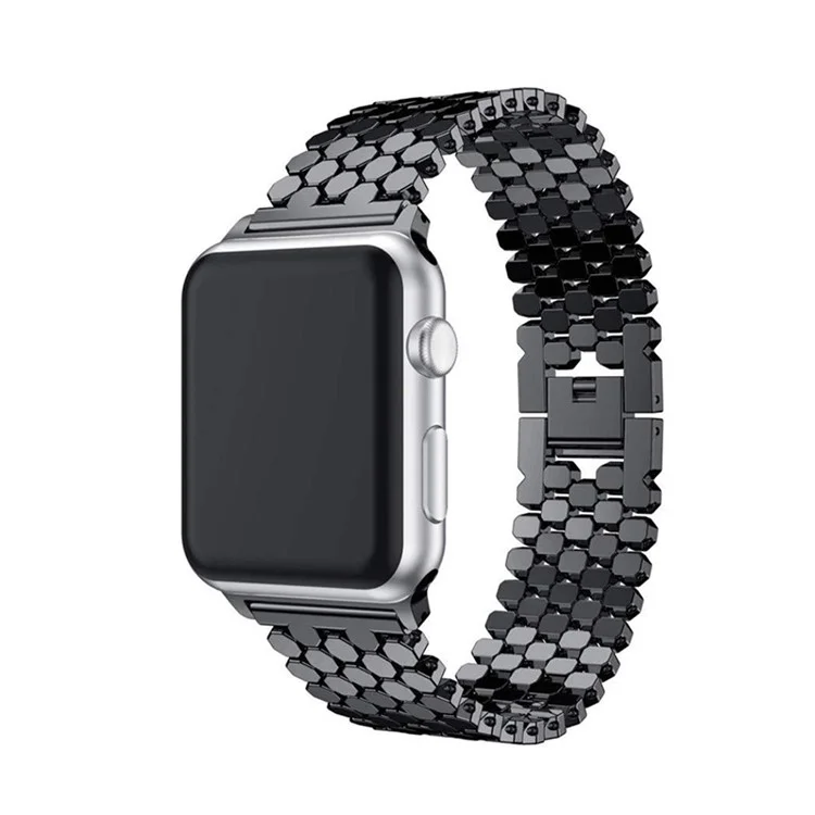 Pulseira de Reposição de Smartwatch de Design de Escamas de Peixe em Metal para Apple Watch Series 10 42mm / 9 8 7 41mm / 6 5 4 SE SE (2022) SE (2023) 40mm / 3 2 1 38mm - Preto